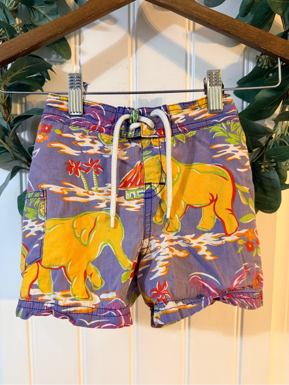💫10/$25 • Polo Ralph Lauren Purple Tropical Elephant Print Swim Shorts